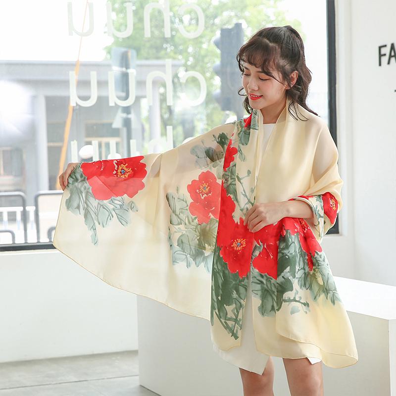 Высококачественный Элегантный Женский Шелковый Шарф Саронг Пляжный Платок Длинный Шарф Атласный Цветочный Принт Бандана Хиджаб Женский Шарф Платок Парео One Size& 8Y