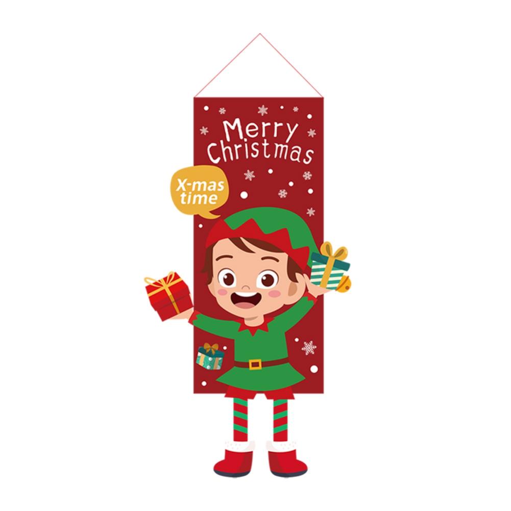 Merry Christmas Porch Door Banner Hanging Ornament Santa Claus Snowman Flag Decoration For Home Xmas Navidad