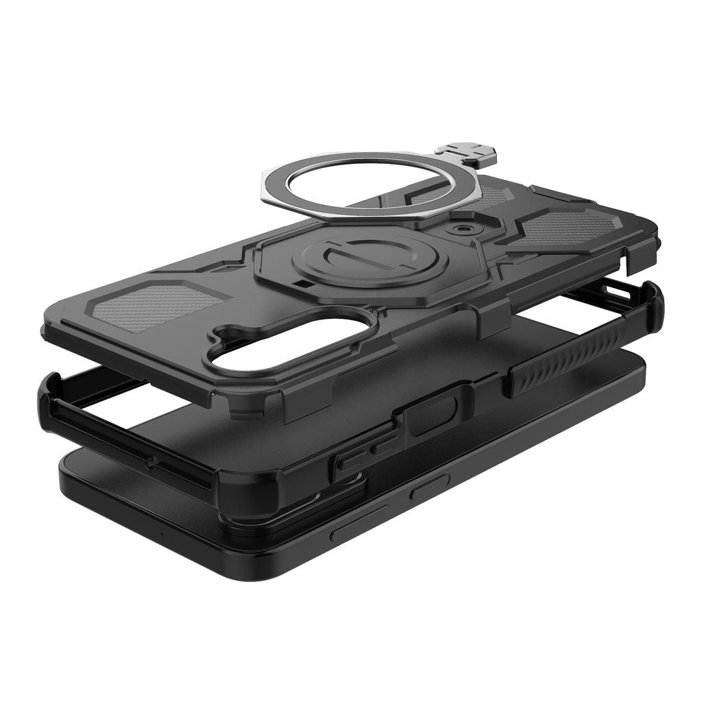 For Samsung Galaxy M36 5G Magnetic Case Rotating Metal Kickstand Shockproof PC+TPU Phone Back Cover