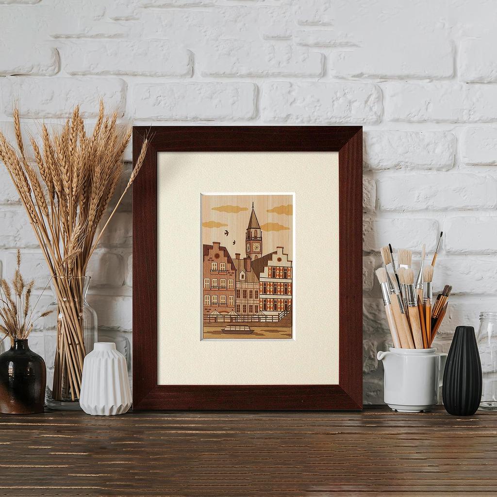 KINOWA "Belgium" Wood Collage Original DIY Kit - Ghent Streetscape - Made In Japan