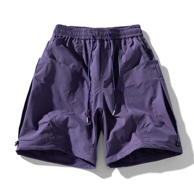 

2026 Summer Beach Shorts Men Casual Shorts Men Basketball Short Trousers Solid Color Sportswear Men Jogging Breathable Pants M фиолетовый