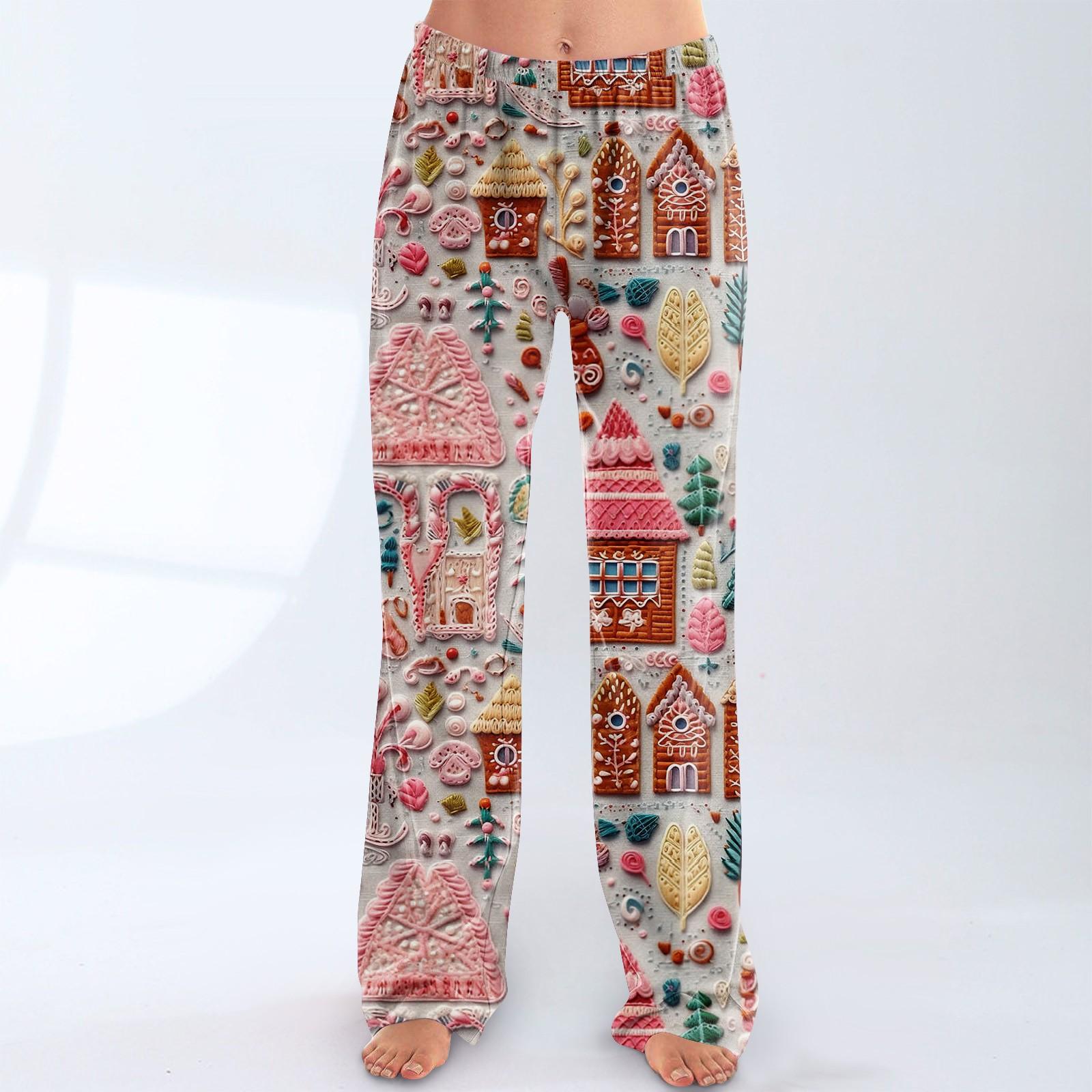 

Женские модные рождественские принтованные брюки плюшевые повседневные брюки M