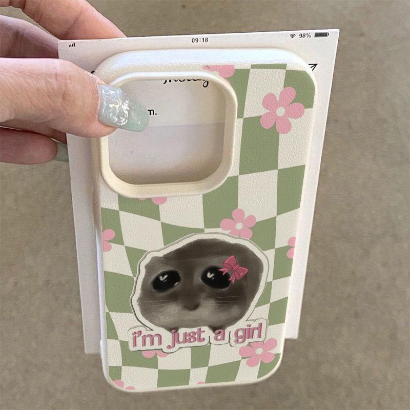Phone Case For iPhone 17 16 15 14 13 12 11 Pro Max XS XR Plus 17 Air 16 17 Pro Soft Cover Cute Hamster Floral Green Plaid Design