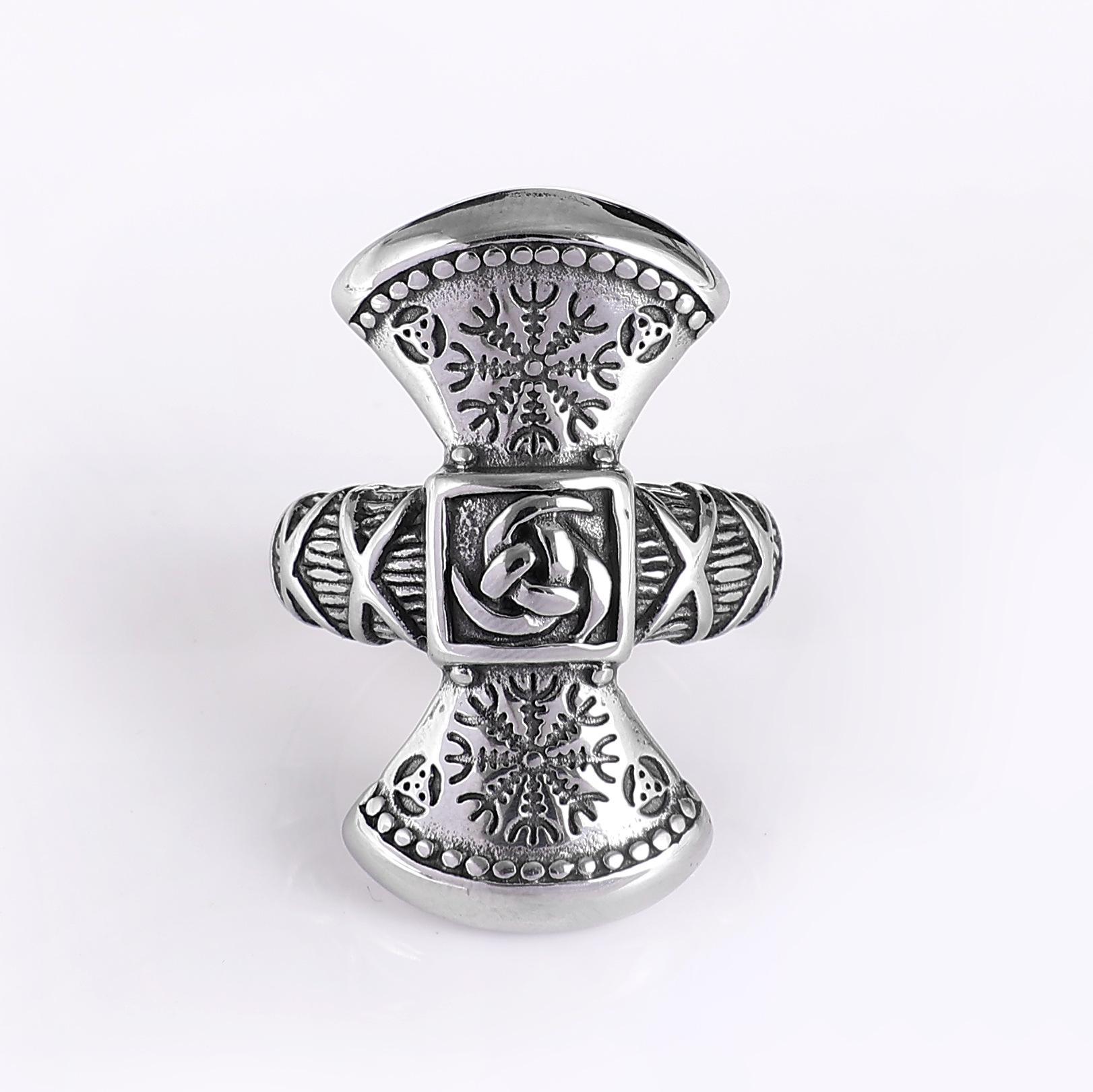 

Yin Taifei Viking Snowflake Rune Punk Open Ring - Retro European & American Style Sports Accessory Adjustable Open Size