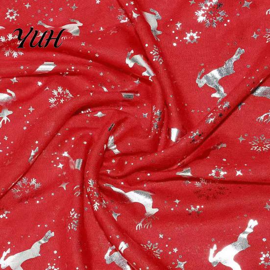 Elegant Hot Stamping Scarf Christmas Theme for Women, Glitter Sparkly Foil Reindeer Decorative Holiday Winter Wrap Print Scarves, Lightweight