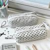 Multi-functional Polka Dot Design Pencil Case Large-capacity Soft Touch Stationery Pouch Stationery Organizer Back To School