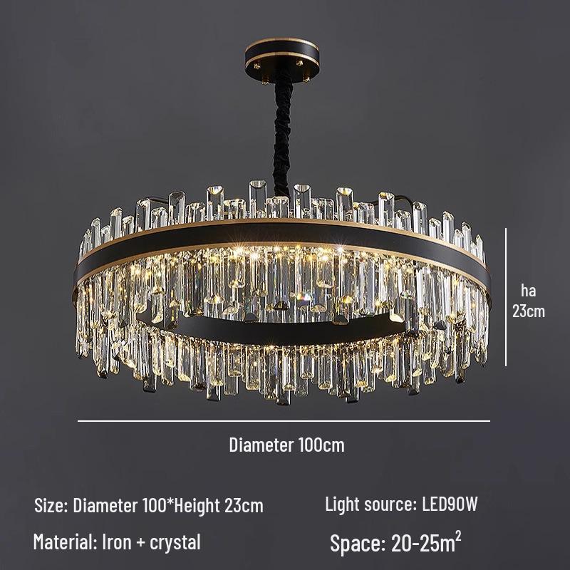 High-End Crystal Chandelier for Modern Spaces - Black, Luxury Lighting for Living Room, Bedroom, Bar, Restaurant, or Villa