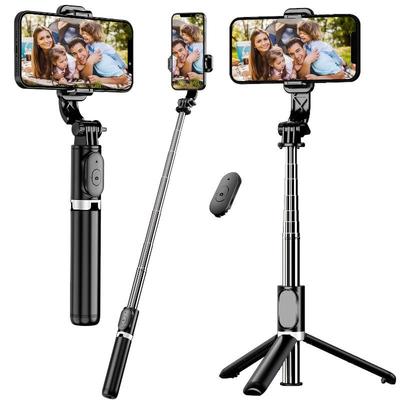 Trípode Palo Selfie para Teléfono Móvil de 40 Pulgadas, Palo Selfie Retráctil Trípode para Smartphone Todo en Uno con Control Remoto Inalámbrico Rotación 360°