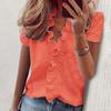Women Shirt V-neck Lace Ruffle Soft Low-cut Dating Short Sleeves Commute OL Style Blouse