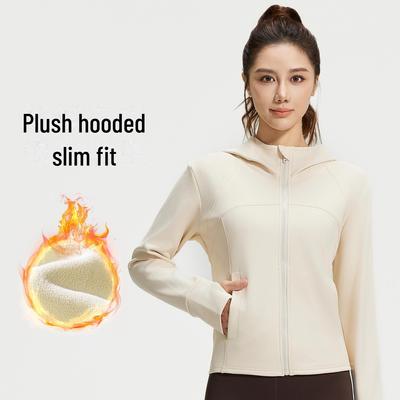 Damen Dicke Samt Kapuzenjacke - Lockere Passform, Modisch, mit Taschen für Herbst und Winter. Perfekt für Yoga und Alltagskleidung.