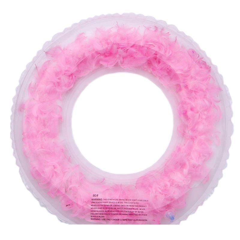2022 Nouveau Design Plumes Bouée Gonflable Rose Blanc Bleu Cercle de Natation Style Ins Bouée Gonflable Tube Flotteur Radeau Femmes