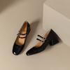2025 New Women's Shoes Luxury Square Toe Ladies Mary Jane Shoes High Quality Double Buckle High Heel Fashion Women Ballet Shoes