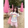 Dopamine Polka Dot American Sweet Spice Girl Short Sleeve T-Shirt ins Slim Front Shoulder Personality Printed Design Top Versatile
