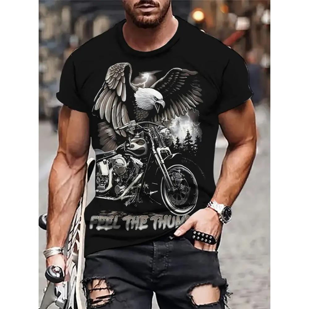 

New Motorcycle Jackets Graphic T-shirt Men s Vintage 3D Print Short Sleeve Crew Neck Tee Top Oversized Street Trend T shirt 4XL