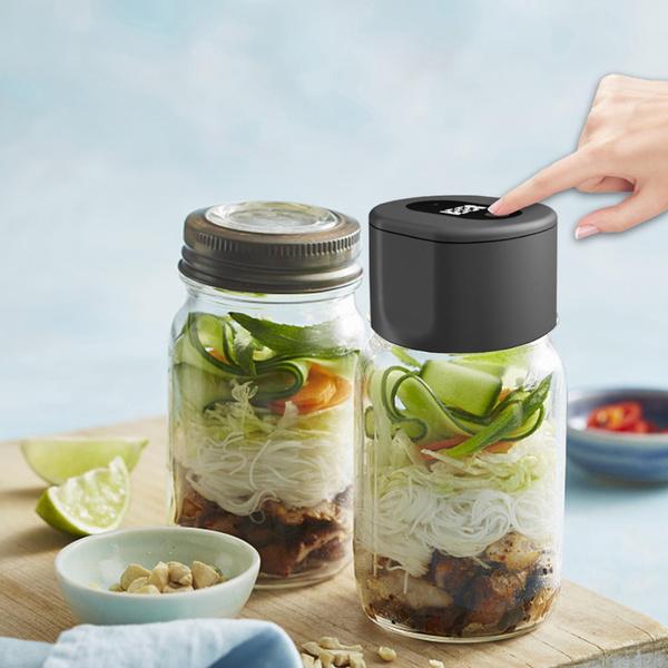 Electric Mason Jar Vacuum Sealer Kit Cordless Automatic Jar Sealer Kit for Food Storage and Fermentation with Wide-Mouth and Mason Jar Lids