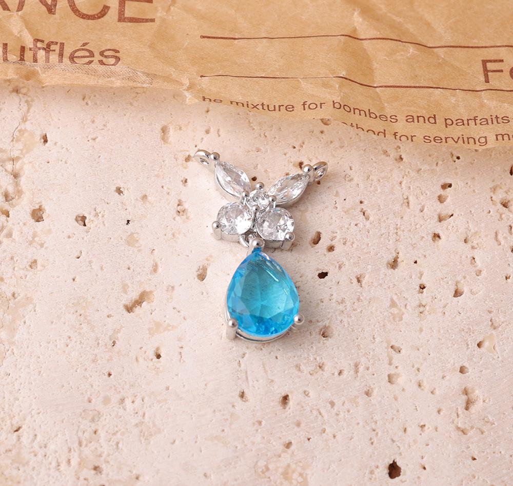 Синий Кристальный Подвес в Форме Капли Воды с Инкрустацией Алмазами - Модный Европейский и Американский Стиль