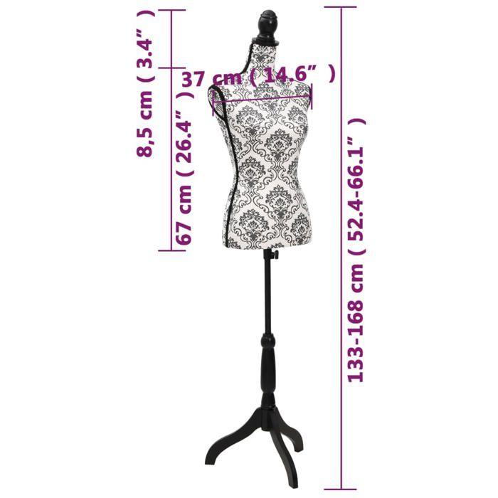 VidaXL Buste de présentation Femme Noir et blanc