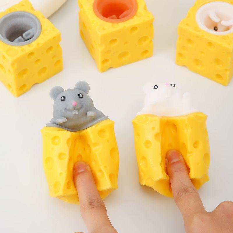 In Stock Needoh Nice Cube Squeeze Cheese Mouse Toy, Soft Squishy Sensory Fidget Toy Stress Anxiety Relief For Adults, Cute Gift