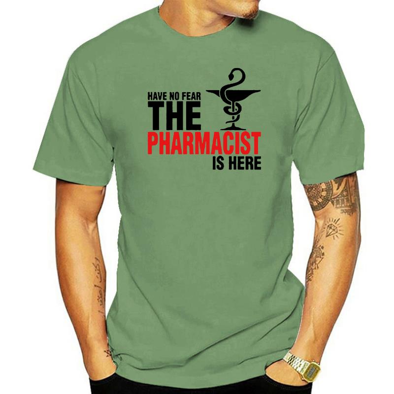 Cotton Letter Printed Summer Have No Fear The Pharmacist Is Here T Shirt Pharmacy Short Sleeve Men Leisure Time T Shirt