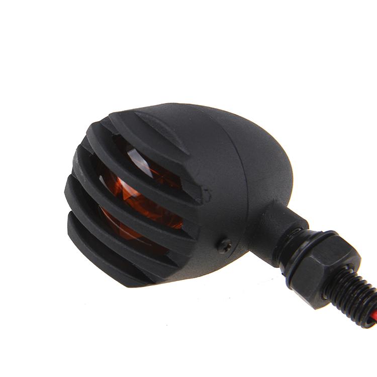 2 Pcs Universal 12V Motorcycle Turn Signal Lights Black Metal Bullet Blinker Amber Indicator Lamp with Grilled Lens Cover