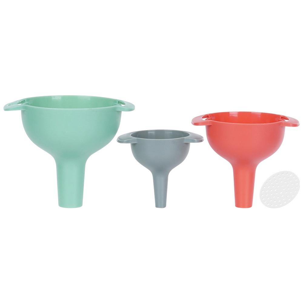 3x Kitchen Funnel for Filling Bottles and Pourers 6/8/10 cm
