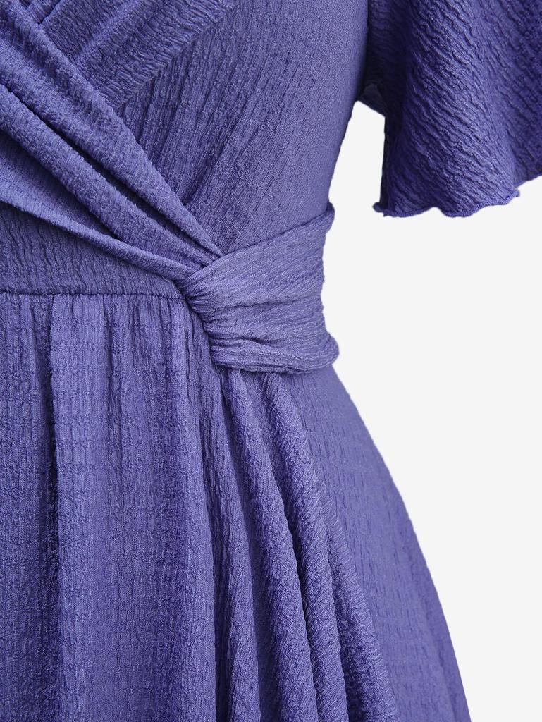 Rosegal Plus Size Ruffles Tulip Hem Pockets Ruched Surplice Dress