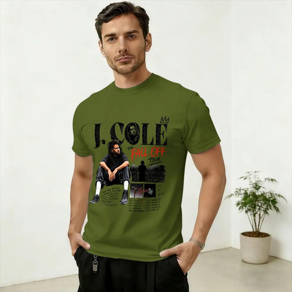 Oversized T Shirt Summer J Cole The Fall Off Tour 2026 TShirts Cotton Tee Shirt for Adult Y2K Classic Loose Short Sleeve Tops