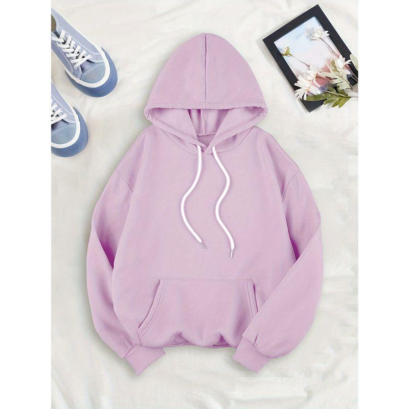

Real Shot Fall and Winter New Arrival Loose Hooded Printed Fleece Hoodie Casual Easiest for Match European Station Best Selling Purple XS