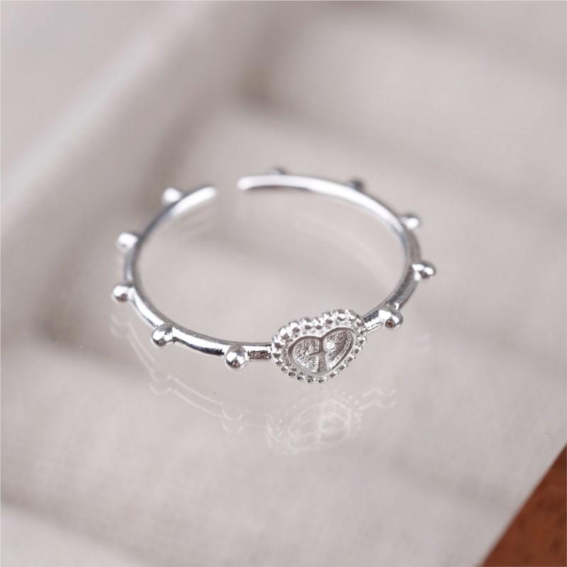 ANENJERY Love Heart Cross Shape Ring for Women New Fashion Adjustable Ring Party Jewelry Birthday Gifts