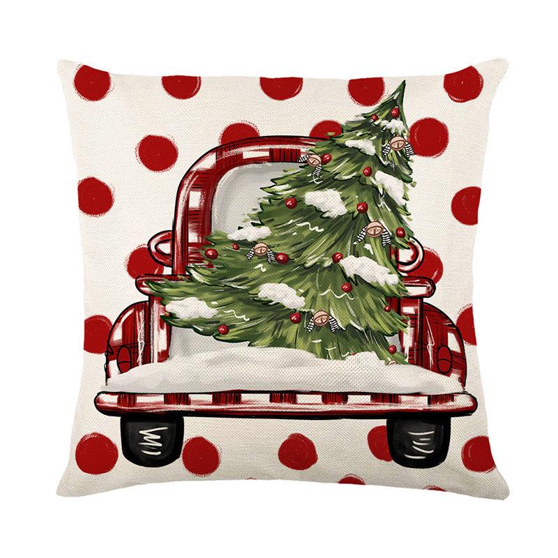 Christmas Pillowcase Decorative Linen Printed Porch Courtyard Sofa Home Decoration Pillowcase