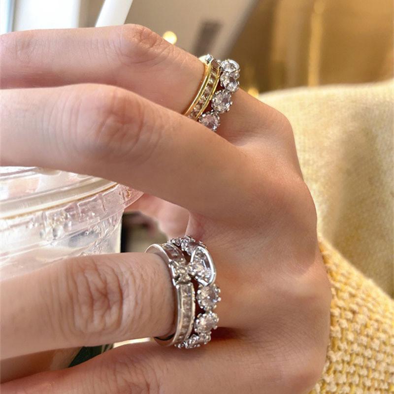 And Stylish Modern Geometric Copper Ring With Beautiful Split Crown Design Women For