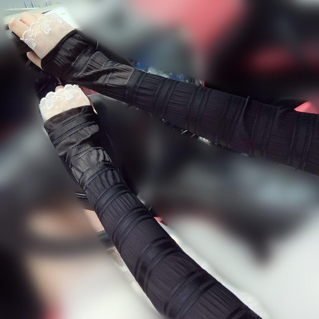 Chiffon lace sleeve splicing thin sunscreen sleeve for women, long summer UV protection, driving and cycling ice sleeve