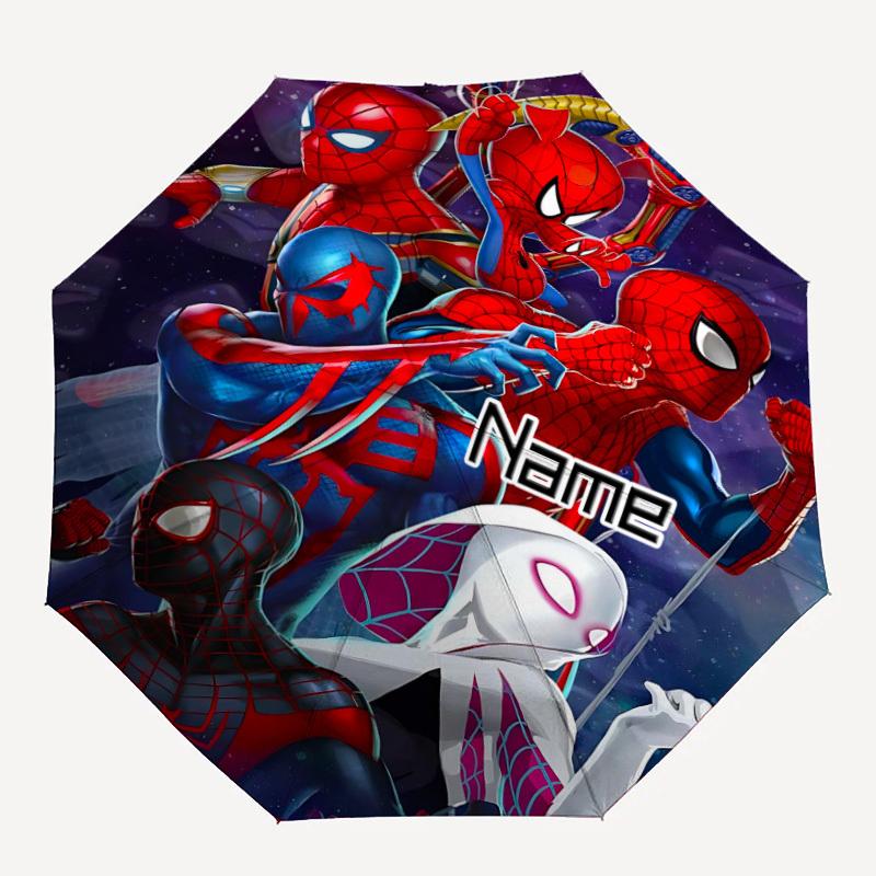 

1pc Spider-People Custom Name Automatic Folding Umbrella - Compact 8-Rib Design, Durable Plastic & Iron, Daily Use 049