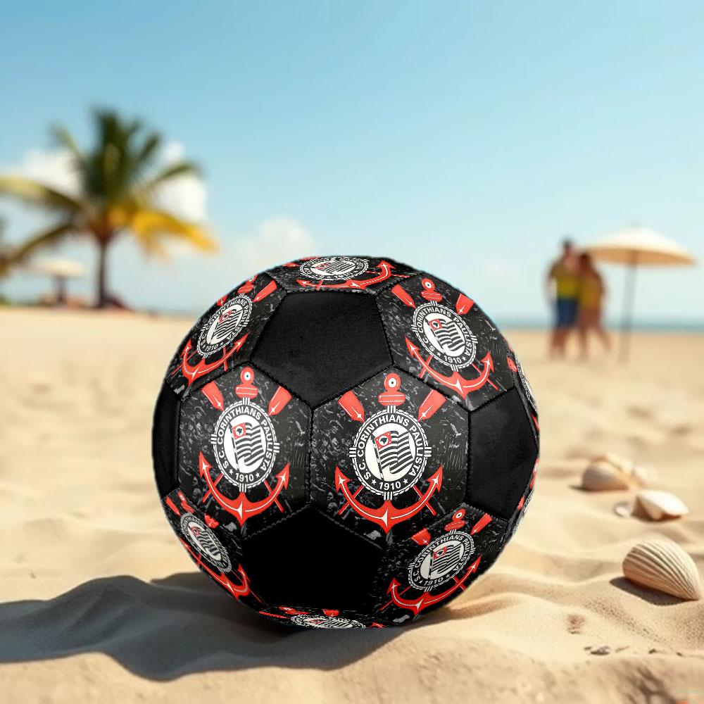 Sport Club Corinthians Paulista Size 5 Soccer Ball, Machine-Stitched PVC, Durable & High Bounce, All Ages Fit, Fan Merchandise, Matches & Outdoor Use.