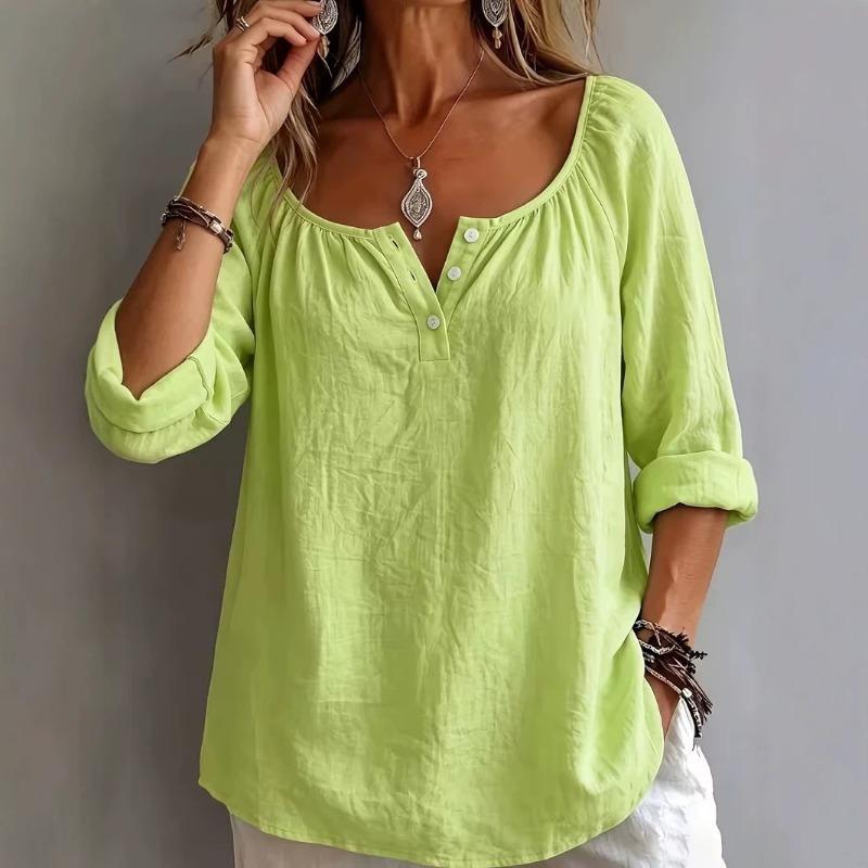 IHUASU Women's Fashion V-Neck Long Sleeve Casual Blouses & Shirts