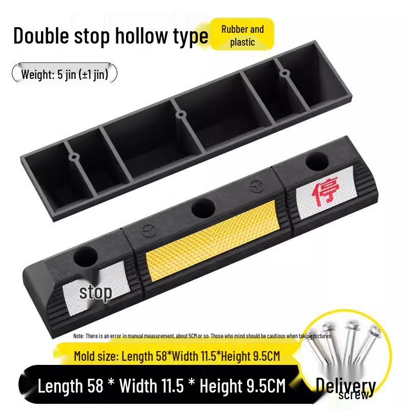 Rubber & Plastic Wheel Stopper: Parking Space, Garage, or Parking Lot Anti-collision Positioner.