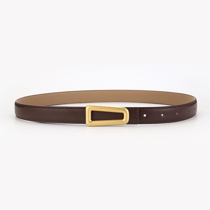 Ladies Leather Waist Belt With Alloy Buckle For Dress And Jeans Stylish Accessory Trapezoid Coffee