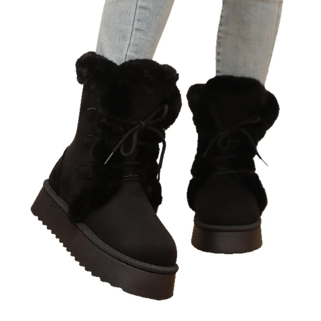 Women's Plus Size Thick Sole Shearling Snow Boots, Fleece-Lined, High Top, for Autumn/Winter 2025