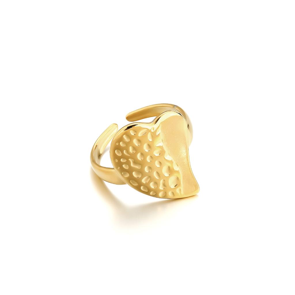 Personalized Ring, Stainless Steel Vacuum Plated 18K Gold Irregular Wide Face Opening Jewelry