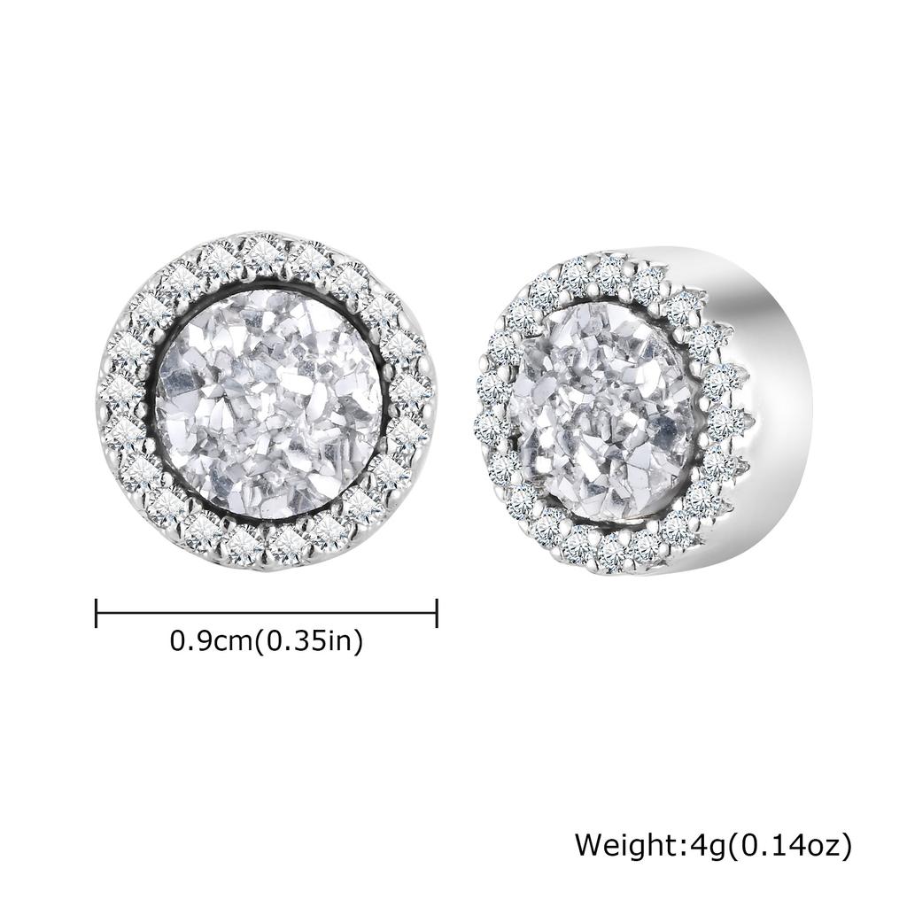 Non Piercing Magnetic Ear Studs Clips Round Zircon Metal Small Clip on Earrings for Men Fashion Punk Jewelry Gifts