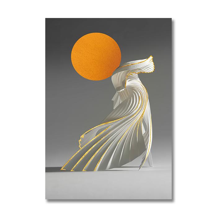 Orange Sonne Leinwand Poster Kreative Abstrakte Wand Kunst Malerei Nordic Poster und Drucke Wand Bilder für wohnzimmer Wohnkultur