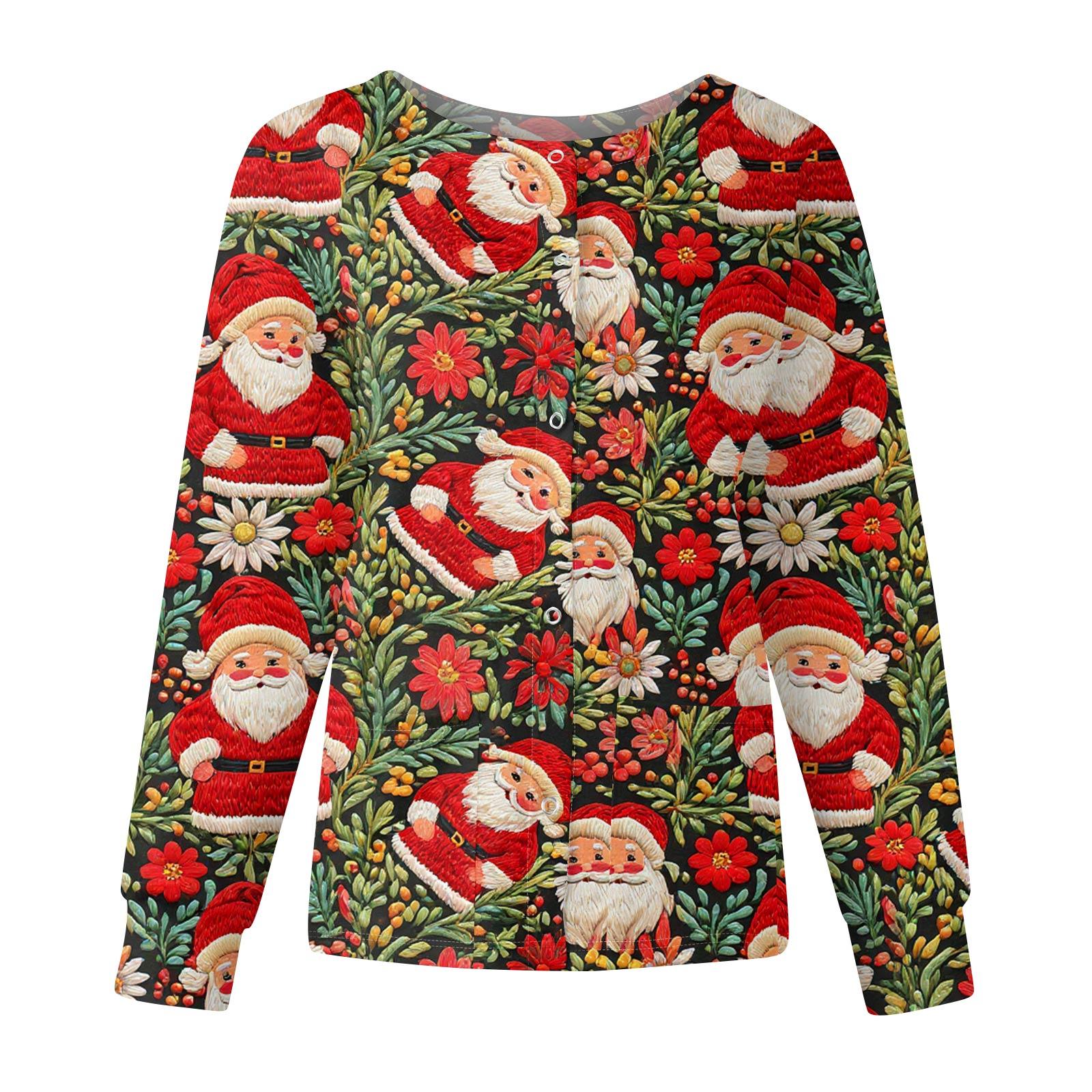 

Женская повседневная модная куртка с длинными рукавами и на одной пуговице с рождественским принтом L