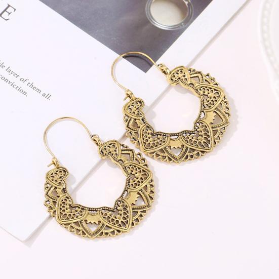 1 Pair Flower Shape Hollow Drop Earrings Geometrical Piercing Women Dangle Earrings Jewelry