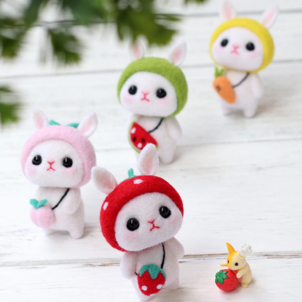 Non Finished DIY Felting Wool Rabbit Doll Handmade Craft Material Package Tools