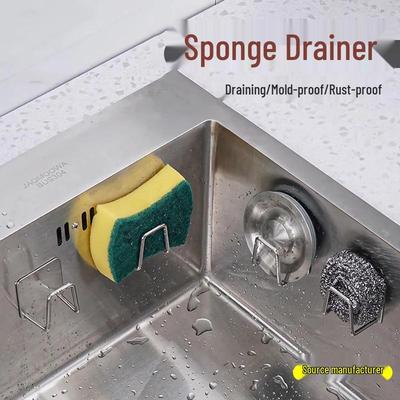 Stainless Steel No-Drill Sink Sponge & Dishcloth Drain Rack