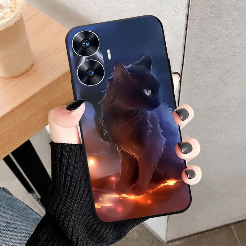 For Realme C55 Case Cool Black Soft Silicone TPU Bumper Protective Phone Case For OPPO Realme C55 case Cover Fundas Shell Coque