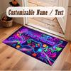 Neon Colorful Theme Crystal Velvet Floor Rug Personalized Custom Name Text Warm Carpet Home Decoration
