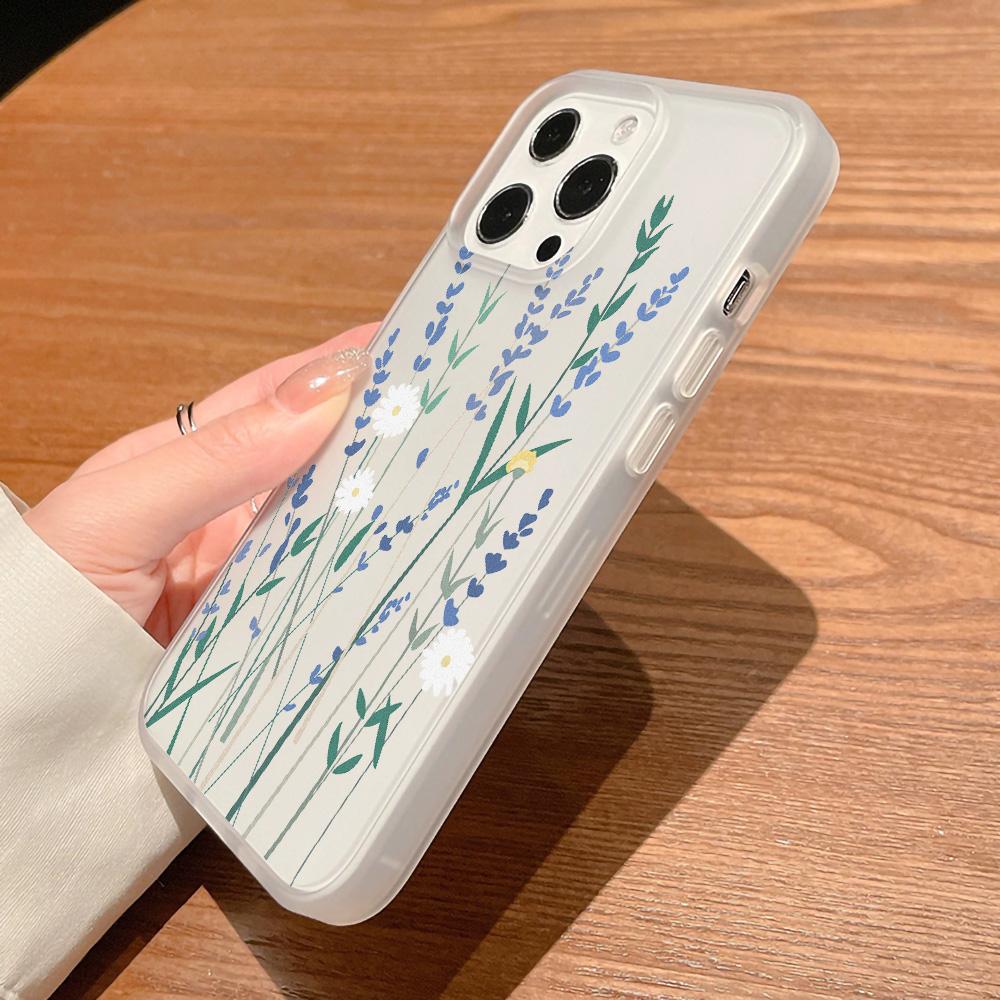 Mobile Phone Cases for iPhone 11 13 15 Pro Max 12 14 Pro Max Case iPhone 16 15 Plus 13 Pro 12 Frosted Texture Painted Cartoon Flowers