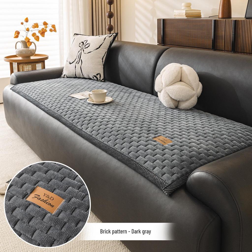 Creme-farbene kurzflorige rutschfeste Sofakissenhülle - Verdickte einteilige für Herbst/Winter 2026