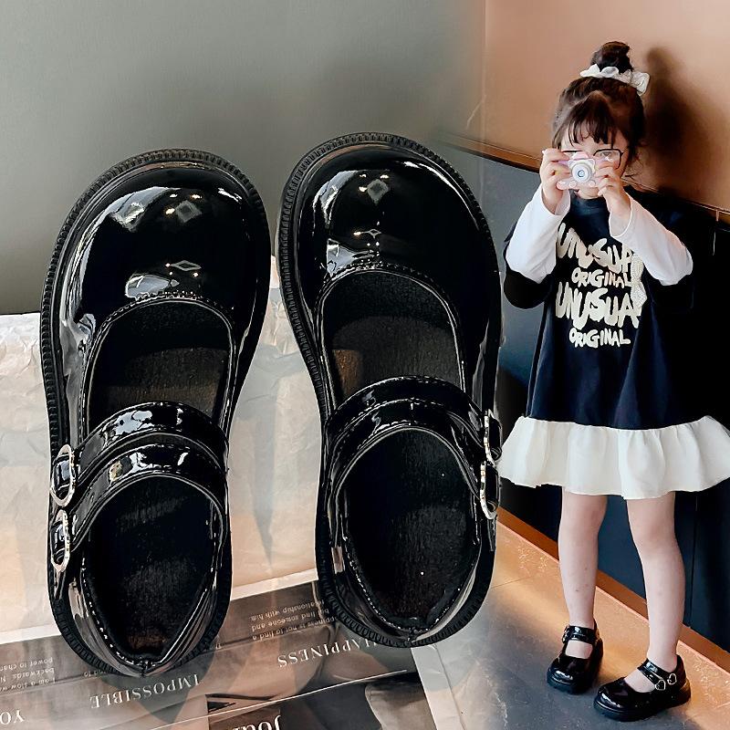 Girls' leather shoes 2025 spring and autumn new children's black performance shoes girls' foreign princess shoes medium and older children's single 